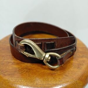 Polo By Ralph Lauren Italian Saddle Leather Brass Clamp Belt